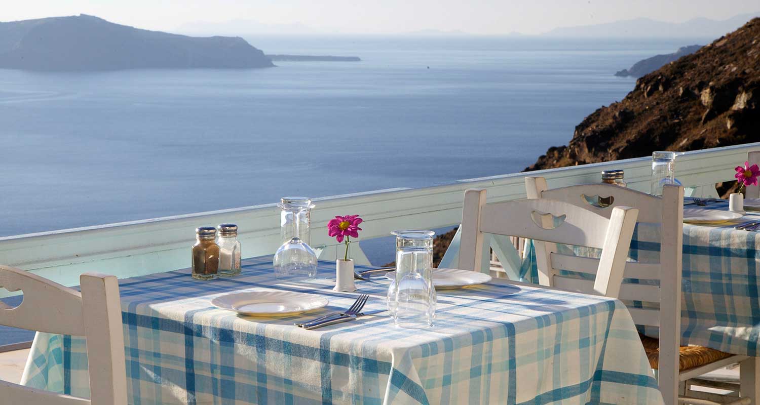Volcano Blue Restaurant in Fira, Santorini