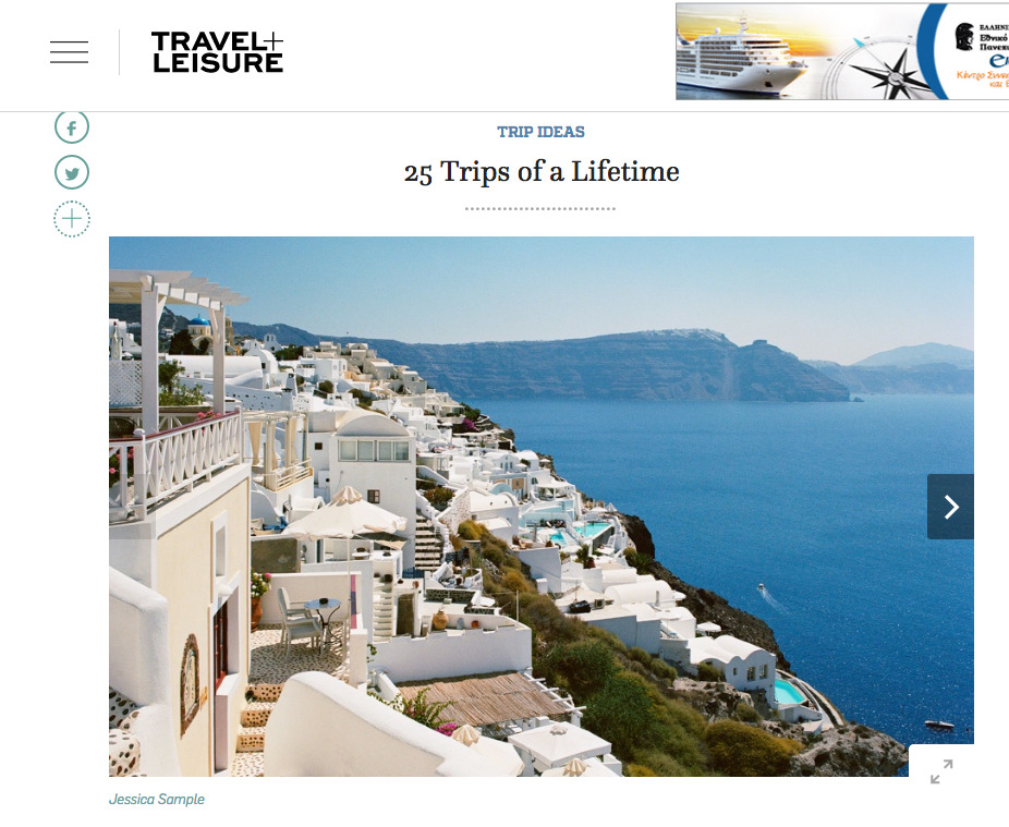 Santorini tops @ Travel + Leisure’s 25 Trips of a Lifetime